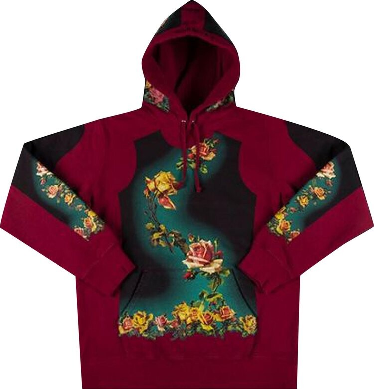 Толстовка Supreme x Jean Paul Gaultier Floral Print Hooded Sweatshirt 'Cardinal', красный — фото 2