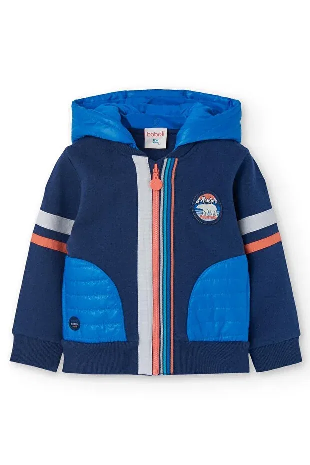 Детский кардиган для мальчиков с капюшоном Boboli, Navy Blue — фото 2