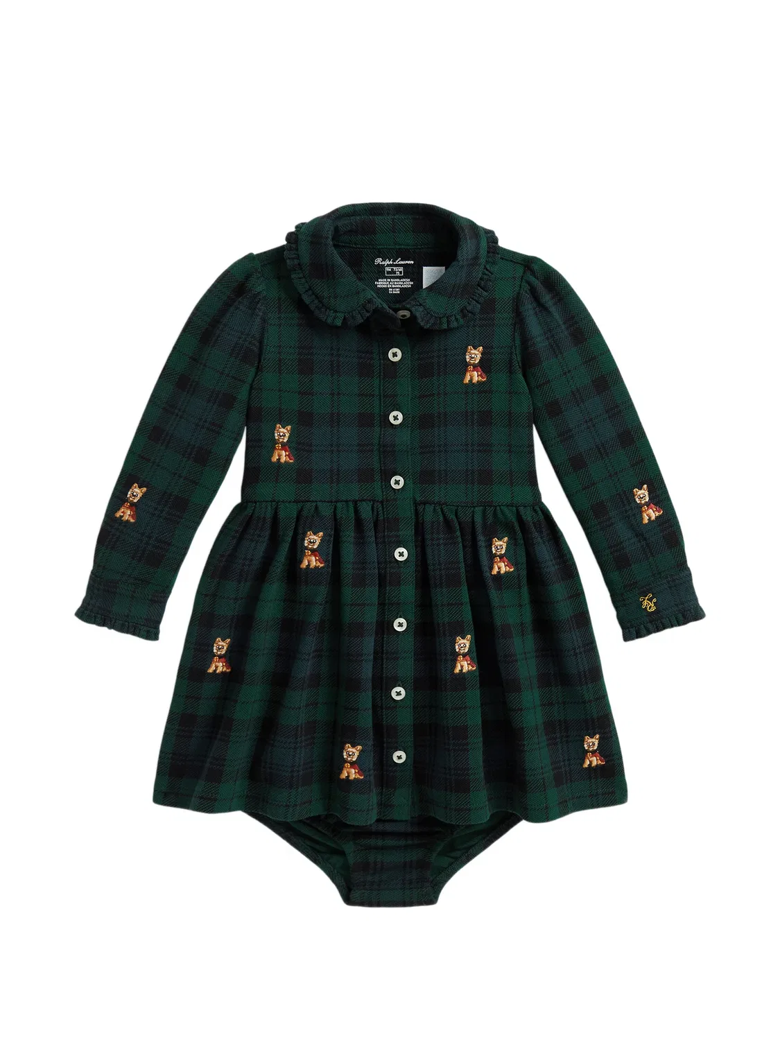 Зеленое хлопковое платье и панталоны Polo Ralph Lauren, зеленый