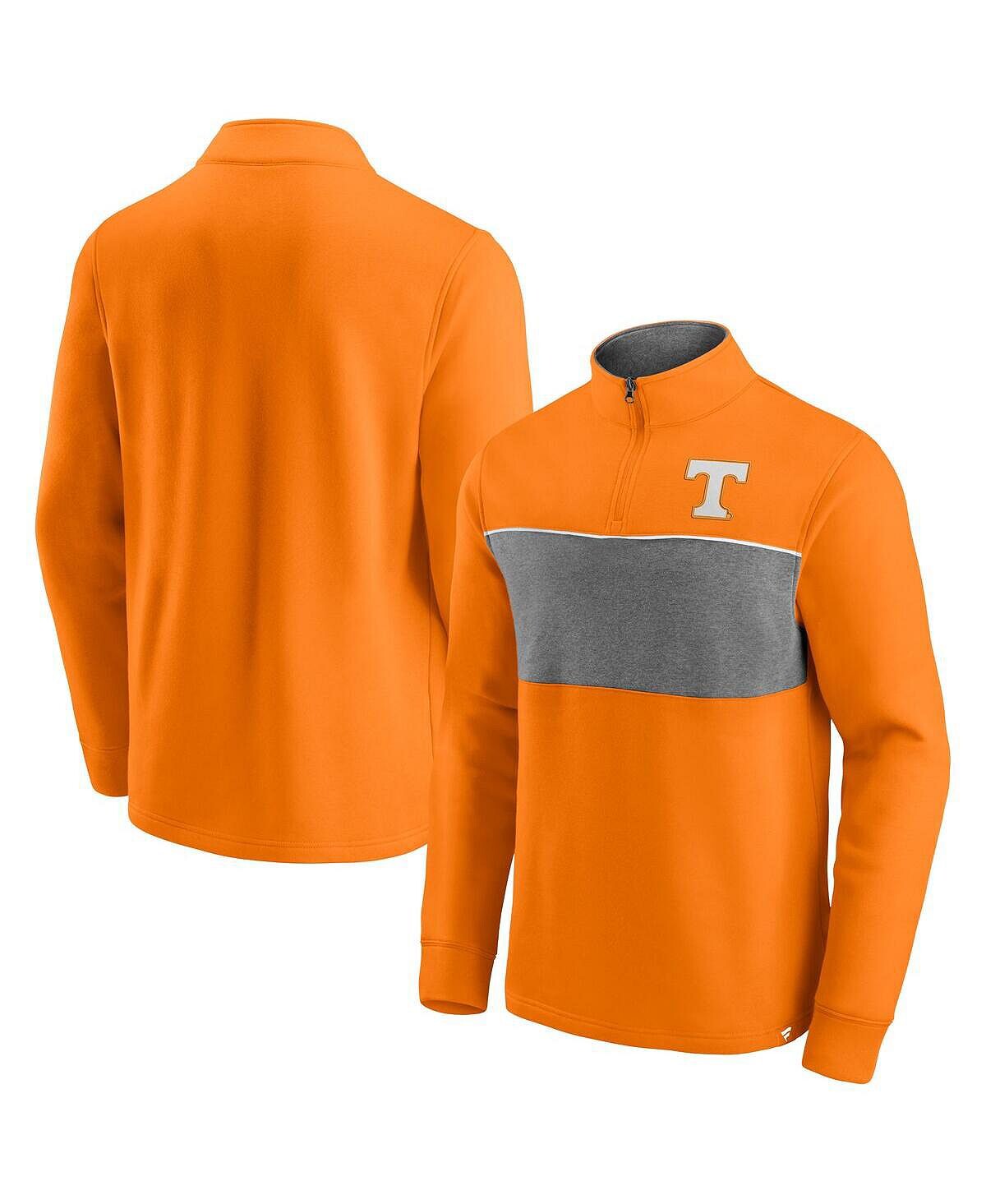 

Мужская фирменная куртка tennessee orange, heathered grey tennessee volunteers primary logo с молнией на четверть Fanatics, мульти