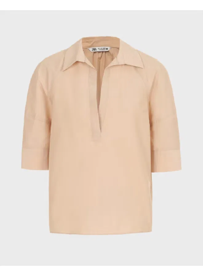 Рубашка со складками Zara, хаки
