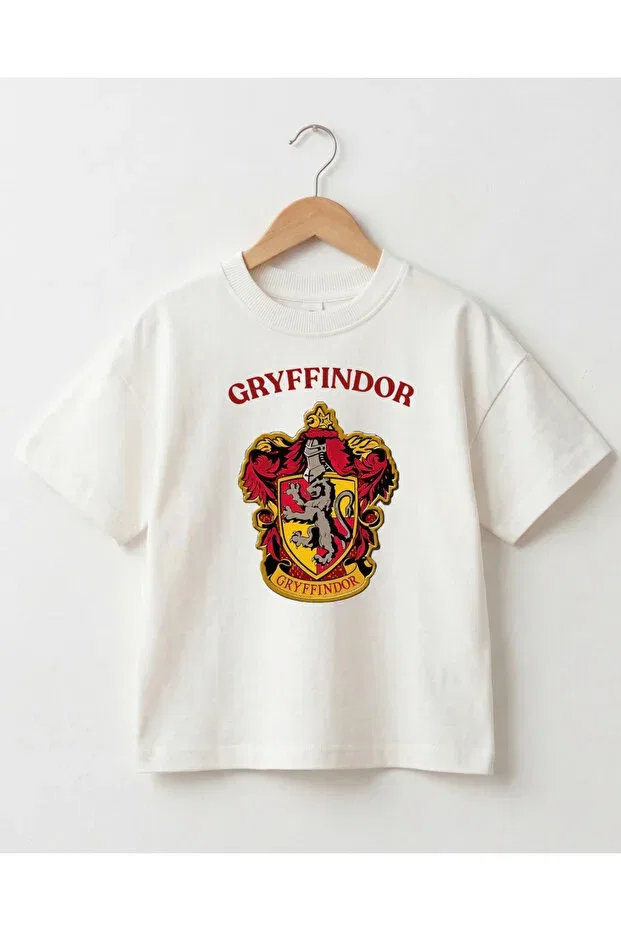Детская футболка оверсайз с принтом Gryffindor themed, Babytex, Ecru
