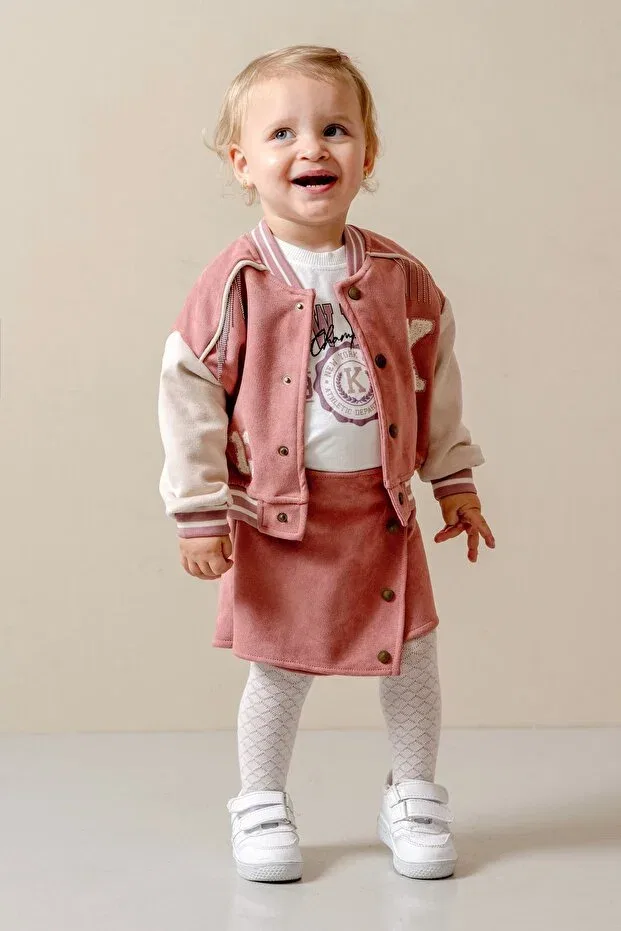 Детский комплект для девочек из велюра Jnf Kids, Pink