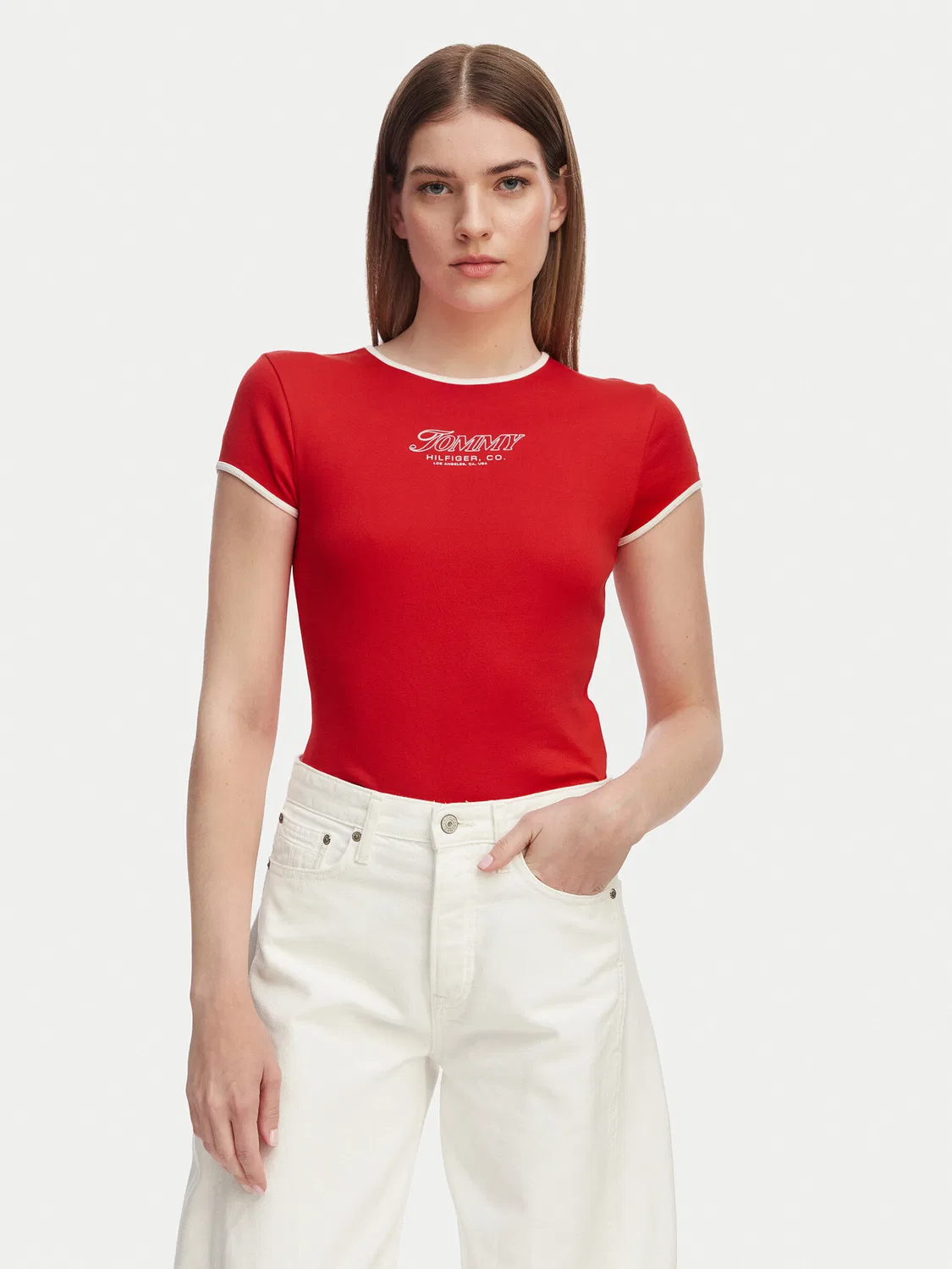 Женская футболка приталенного кроя Tommy Hilfiger, красный