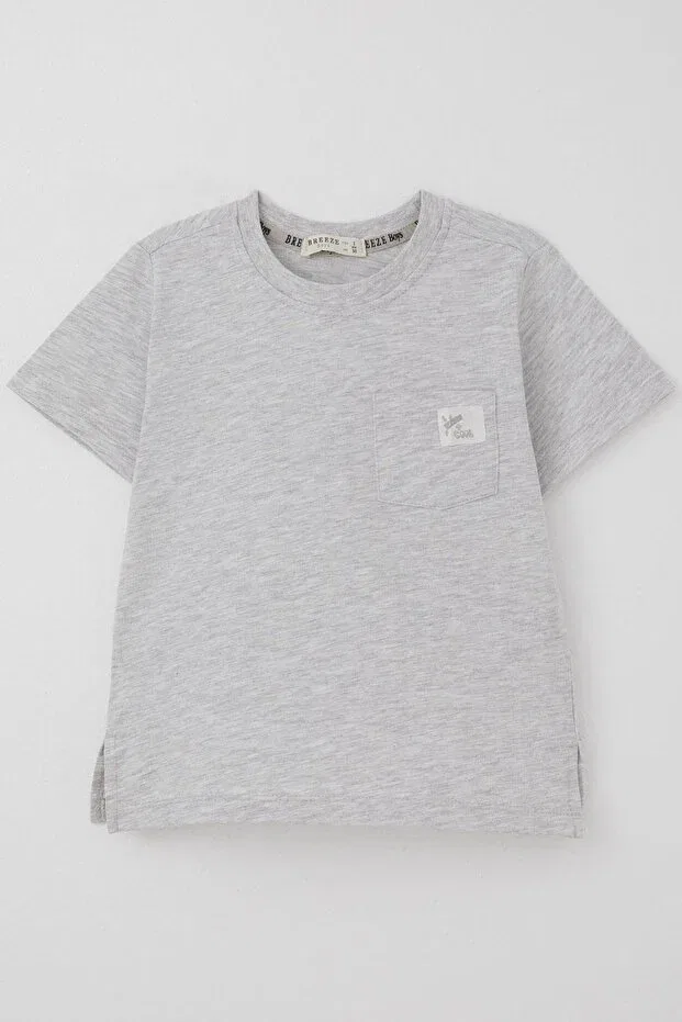 Детская футболка для мальчиков с карманом Cool Text Emblem Breeze, Light Gray Melange