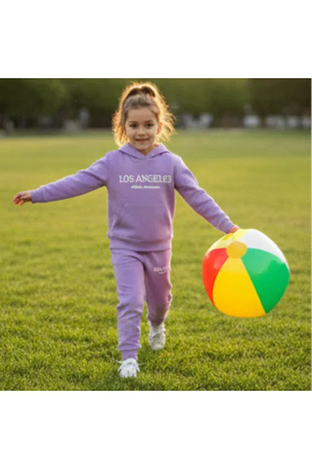 Детский спортивный комплект для девочек с принтом Fancykidsantalya, Lilac — фото 2