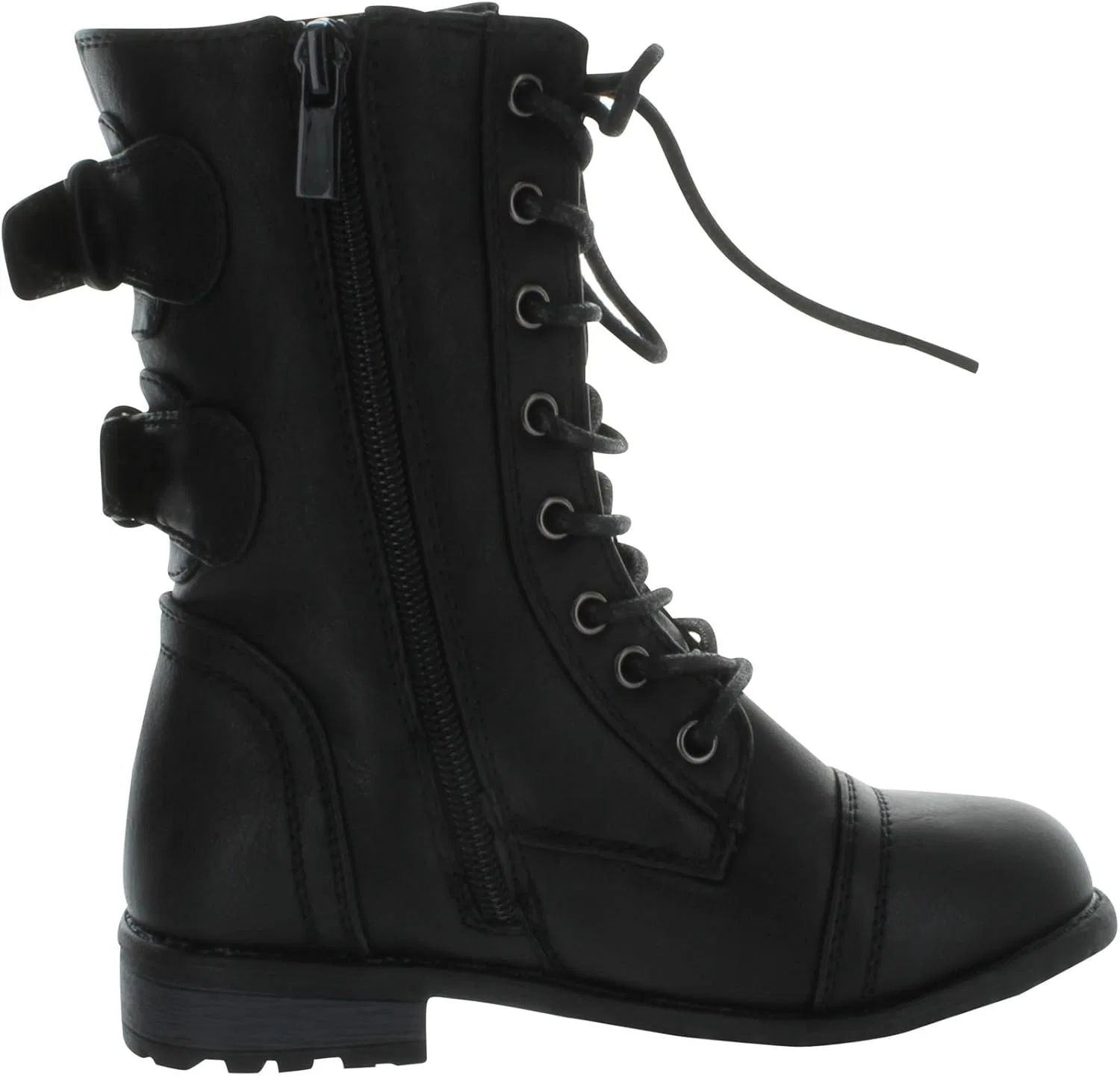 Детские ботинки на молнии с военным дизайном Link Mango-61K Girls Zipper Military Combat Boot Valerie-Shoes, Black — фото 2