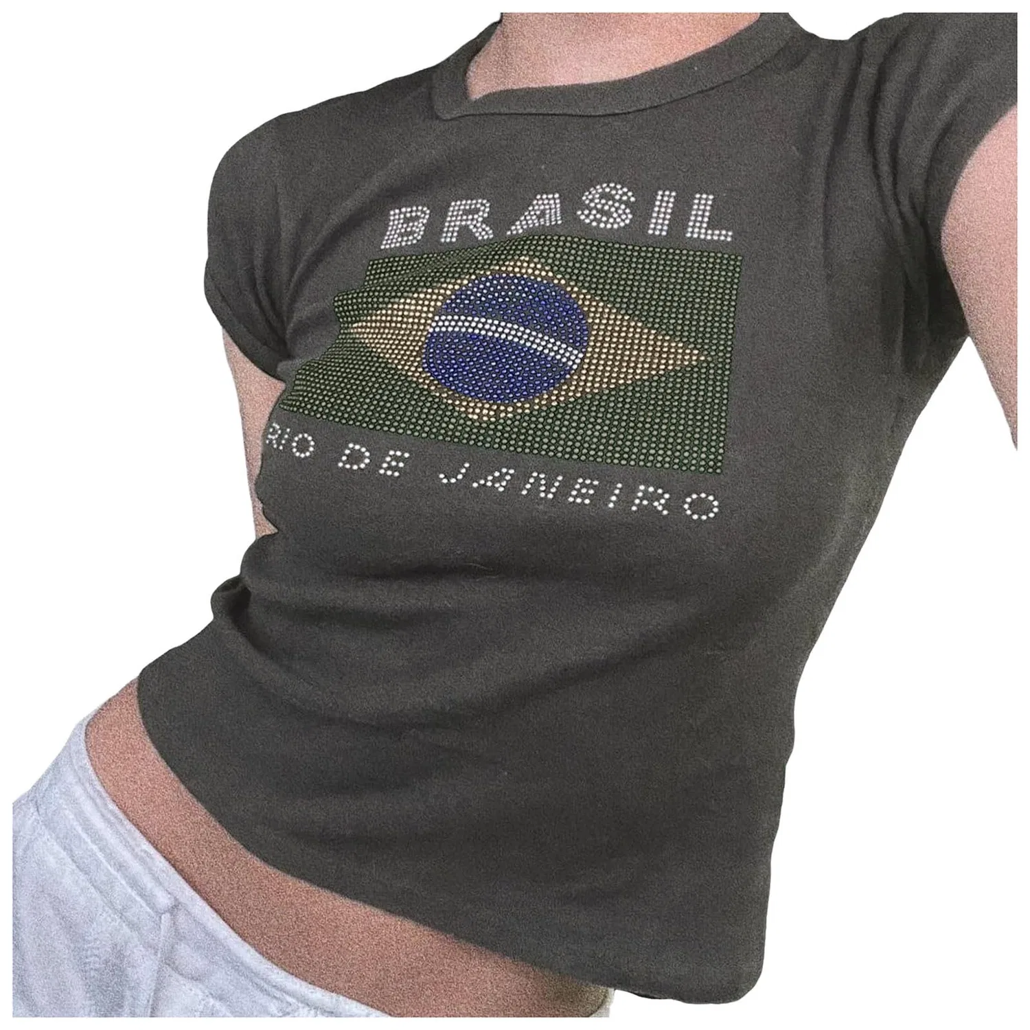 Женская футболка с принтом Brazil Crop Top T-Shirt, O