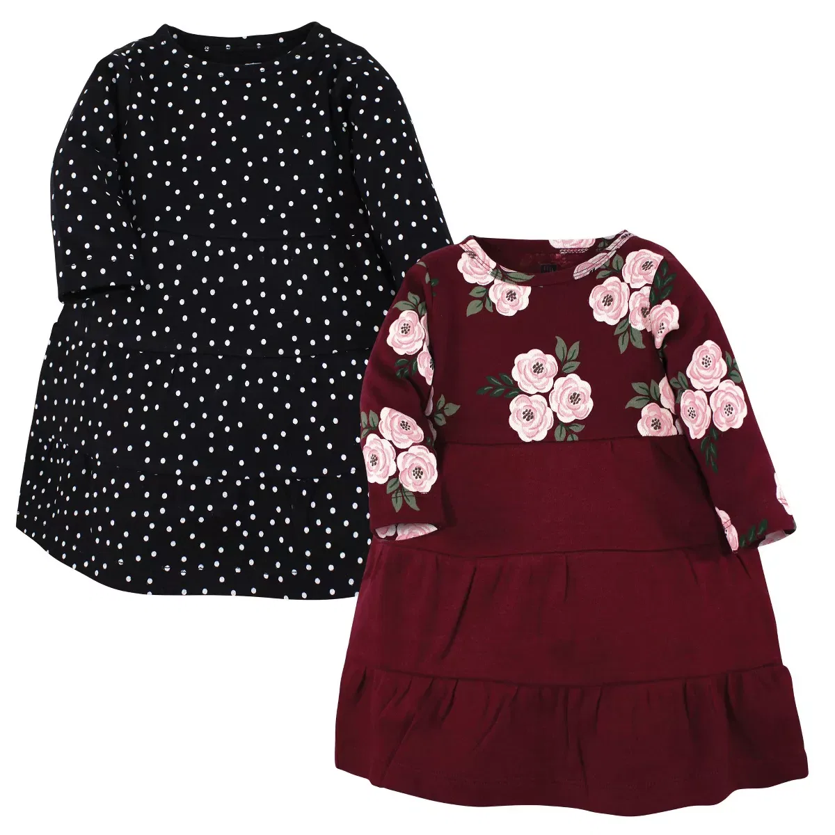 Детское платье для девочек хлопковое комплект Black Burgundy Floral Hudson Baby, Black Burgundy Floral