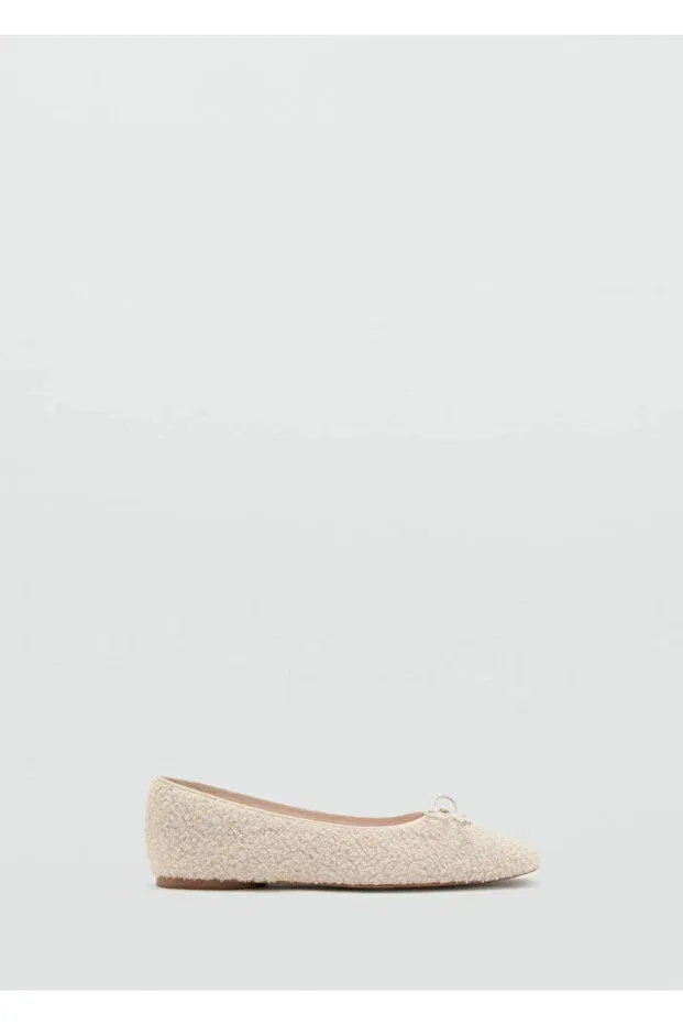 Детские балетки для девочек с коротким каблуком Mango Kids, Off White — фото 2