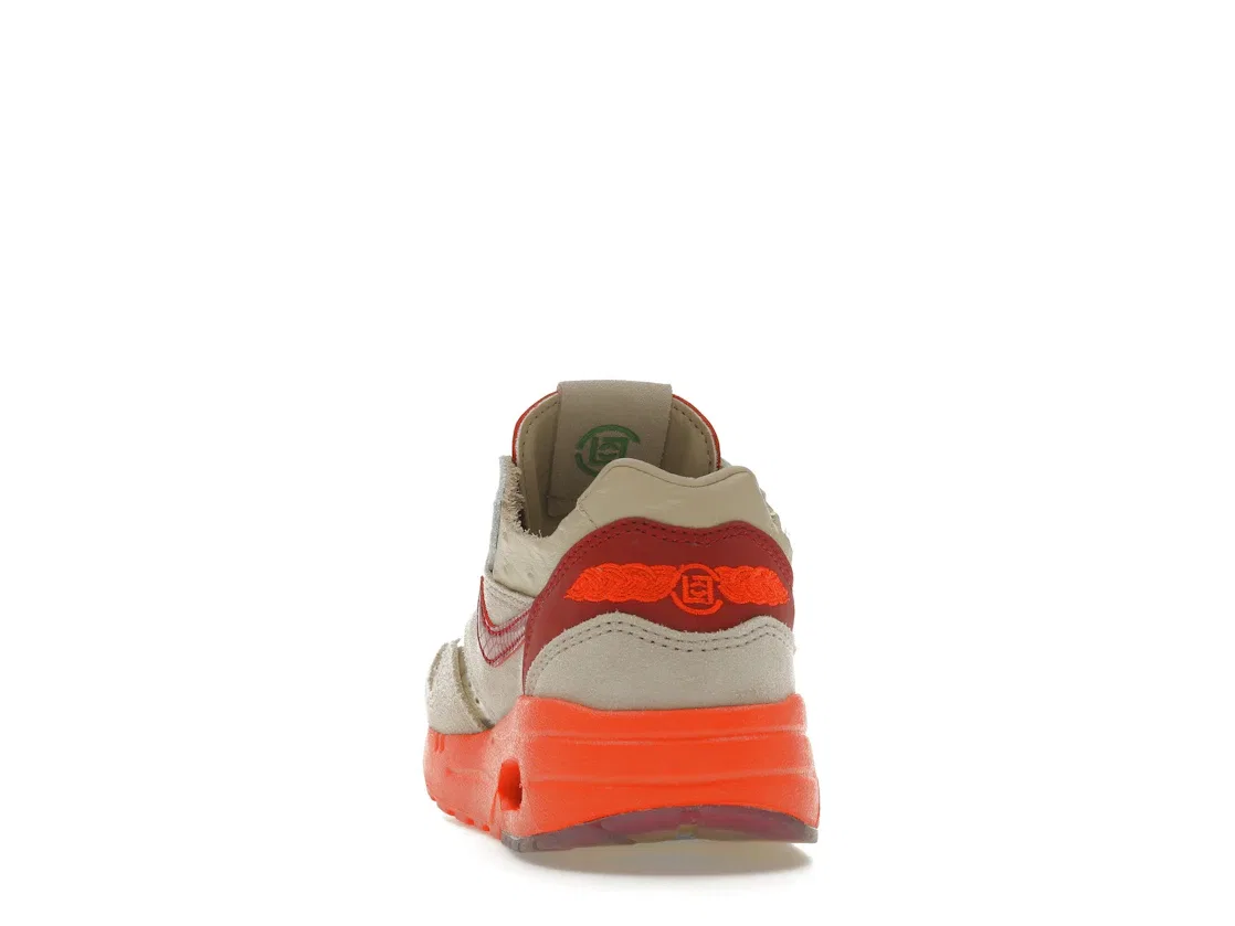 Детские кроссовки с прозрачным верхом Nike Air Max 1 CLOT Kiss of Death (2021) (PS) Nike, Net/Deep Red-Blaze Orange — фото 4