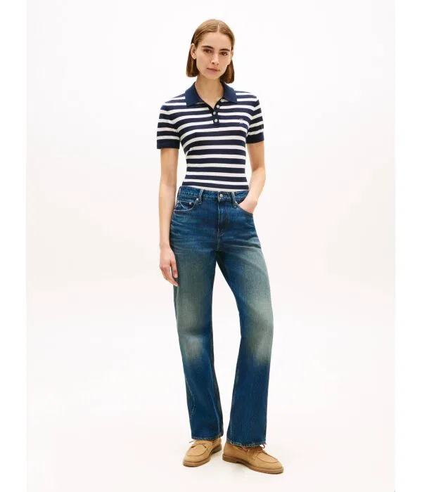 Женское поло Slim Fit с шелком Tommy Hilfiger, Blu Marino — фото 2