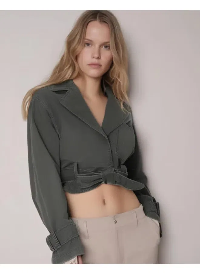 Жакет с лацканами Zara, темно-зеленый