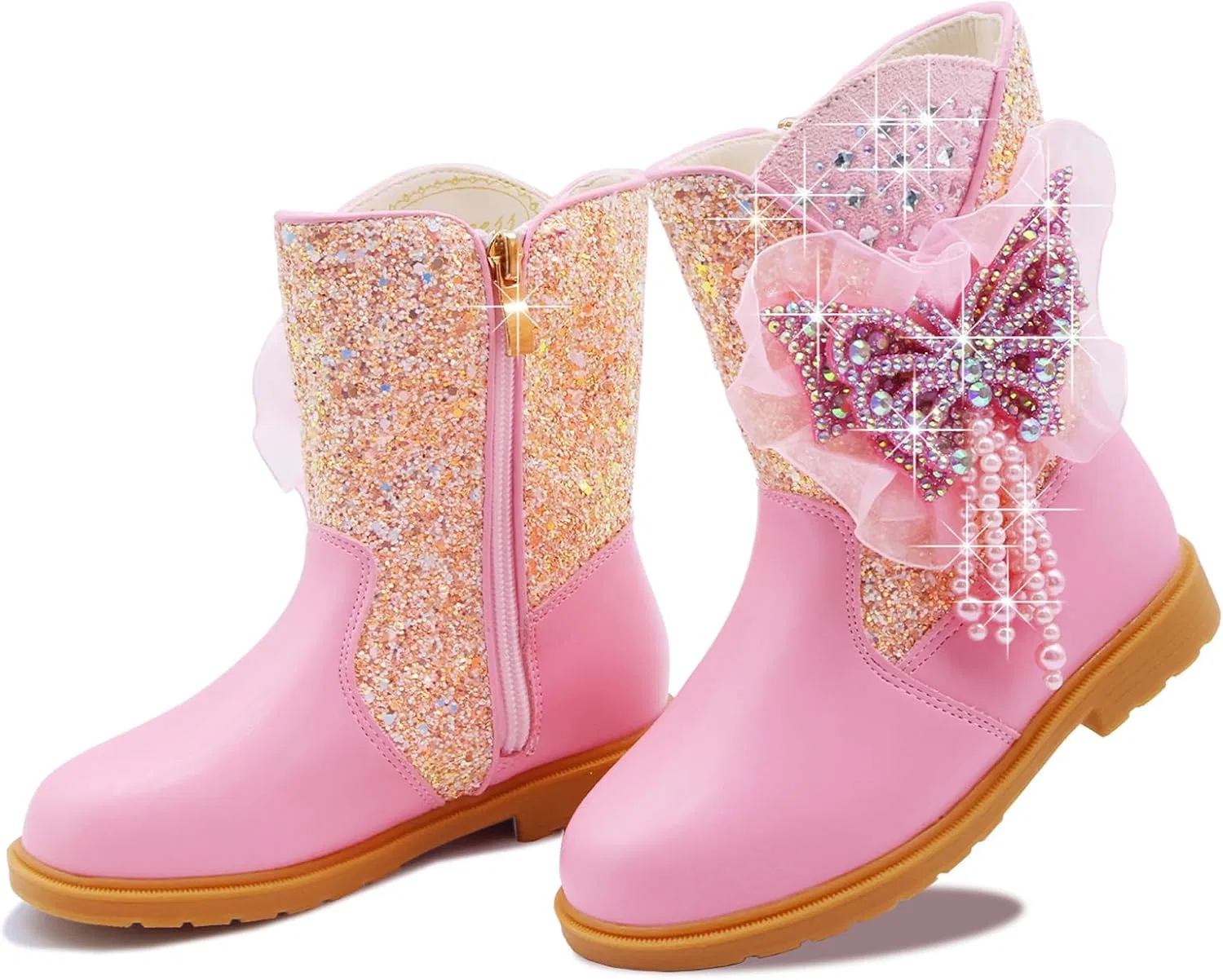 Детские сапоги для девочек с блестками Cowgirl Boots Cliivour, Pink