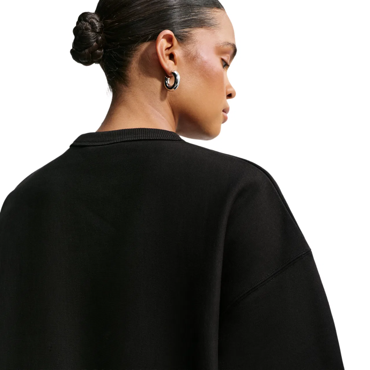 Женский свитшот из плотного флиса 410 г/м² Studio Fleece Heavy OS Crew Nike, Total Black/Sail — фото 2