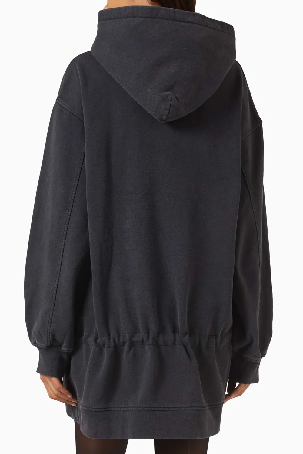 Платье-худи из хлопкового футера с длинным рукавом Alexander Wang, черный — фото 3