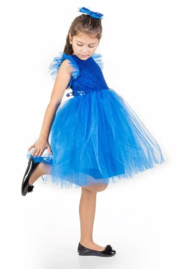 Детское платье для девочек кружевное Mnk Baby&Kids, Saks Blue — фото 2