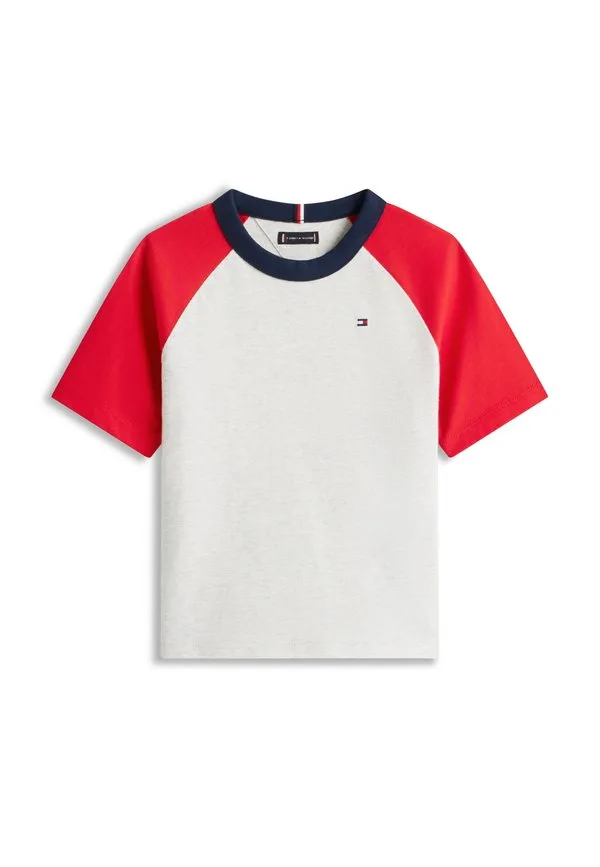 Футболка с круглым вырезом и цветными блоками, с принтом Tommy Hilfiger, Light Grey Heather — фото 4