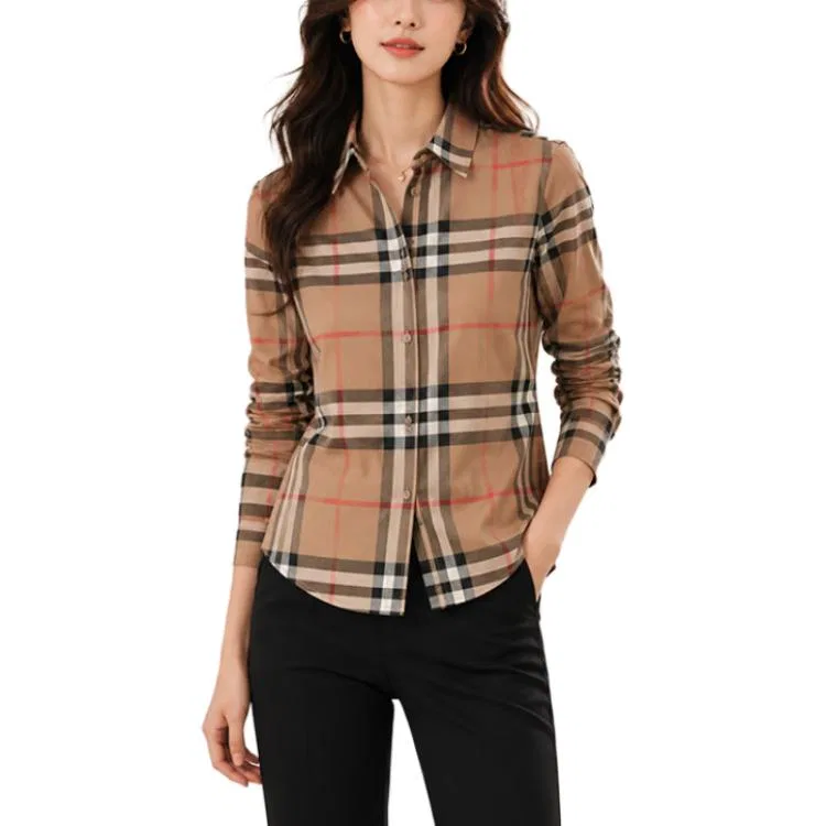 Женская рубашка с отложным воротником Burberry, Brown — фото 4