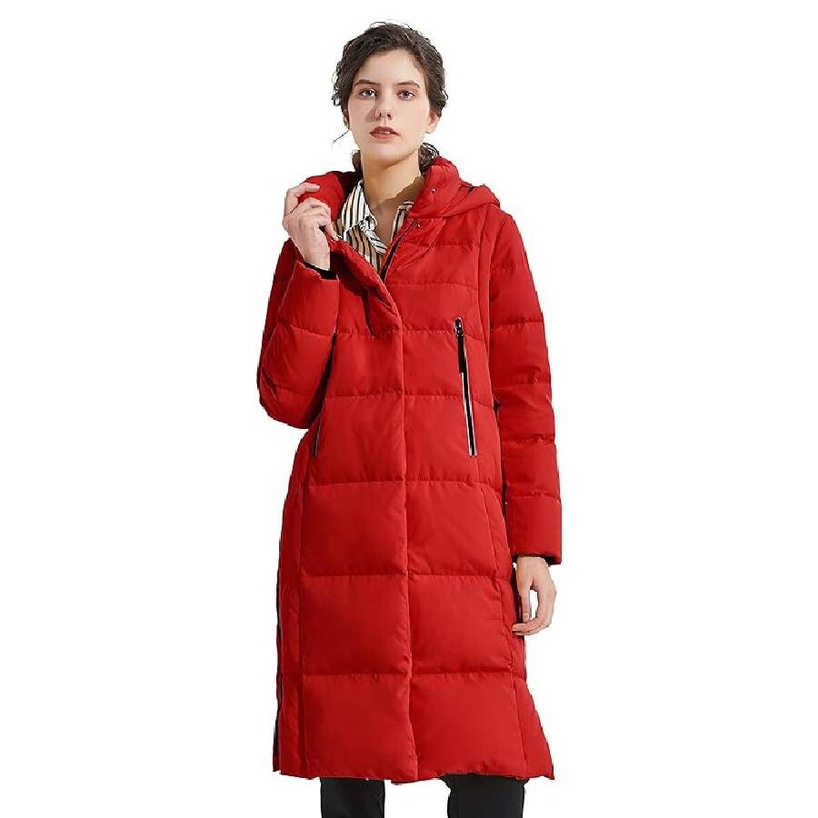 

Пальто-пуховик Orolay Women's Thickened Long Down, красный
