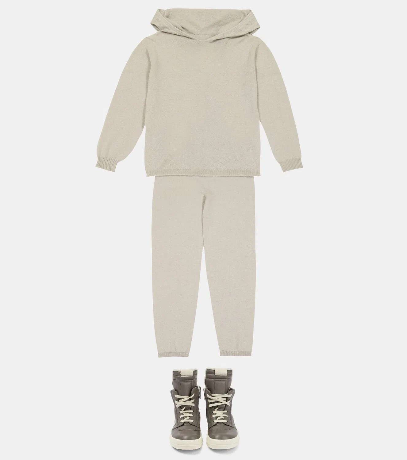 Худи шерстяное Rick Owens Kids, серый — фото 2