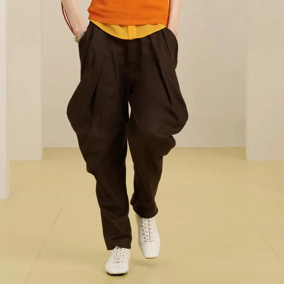 Женские брюки повседневные Chocolate ZARA, Коричневый — фото 4