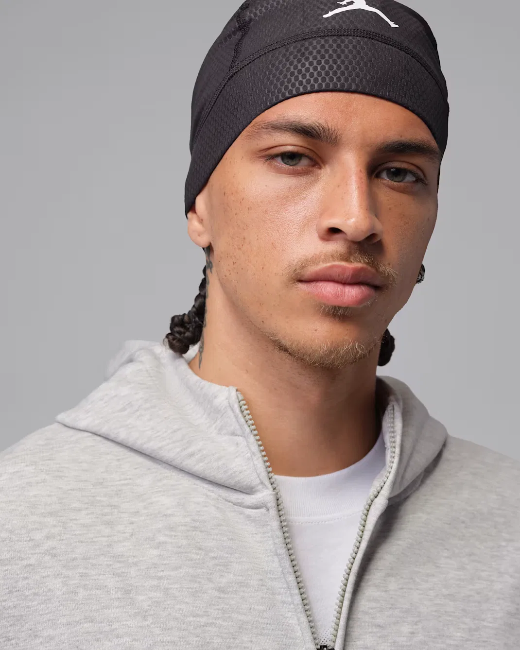 Мужская толстовка на молнии Dri-FIT Jordan Sport Hoop Fleece, Grey Heather — фото 3