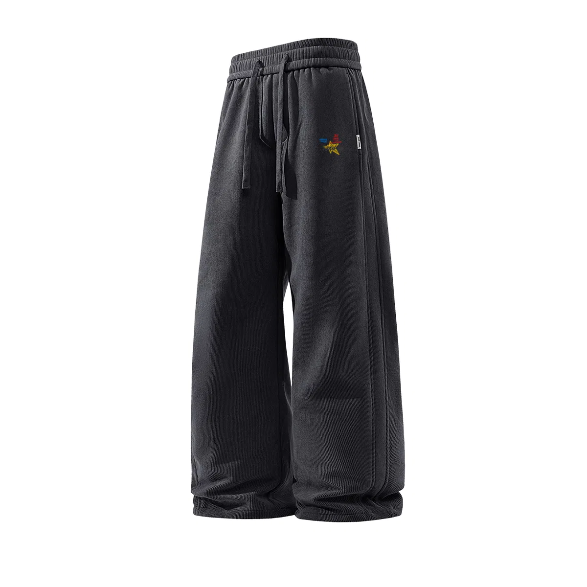 Детские утепленные спортивные штаны на флисе Stubborn Rabbit Pants Logo MINISO, Dark Gray Graffiti