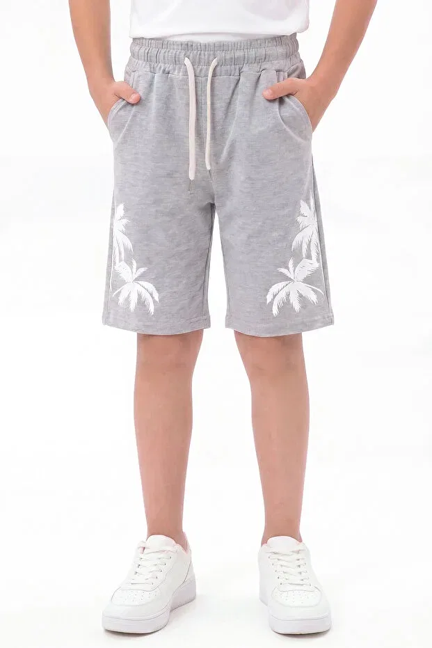 Детские шорты для мальчиков с принтом Palm Tree Printed Ya Ko Kids, Gray — фото 2