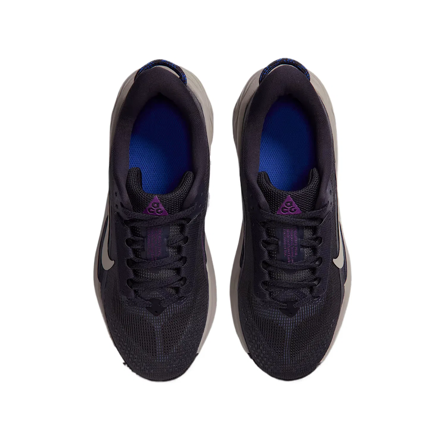 Детские кроссовки для бега с амортизацией Nike ACG PEGASUS TRAIL, Iron Frame Black/Racing Blue/Bright Purple/Milk White II — фото 4