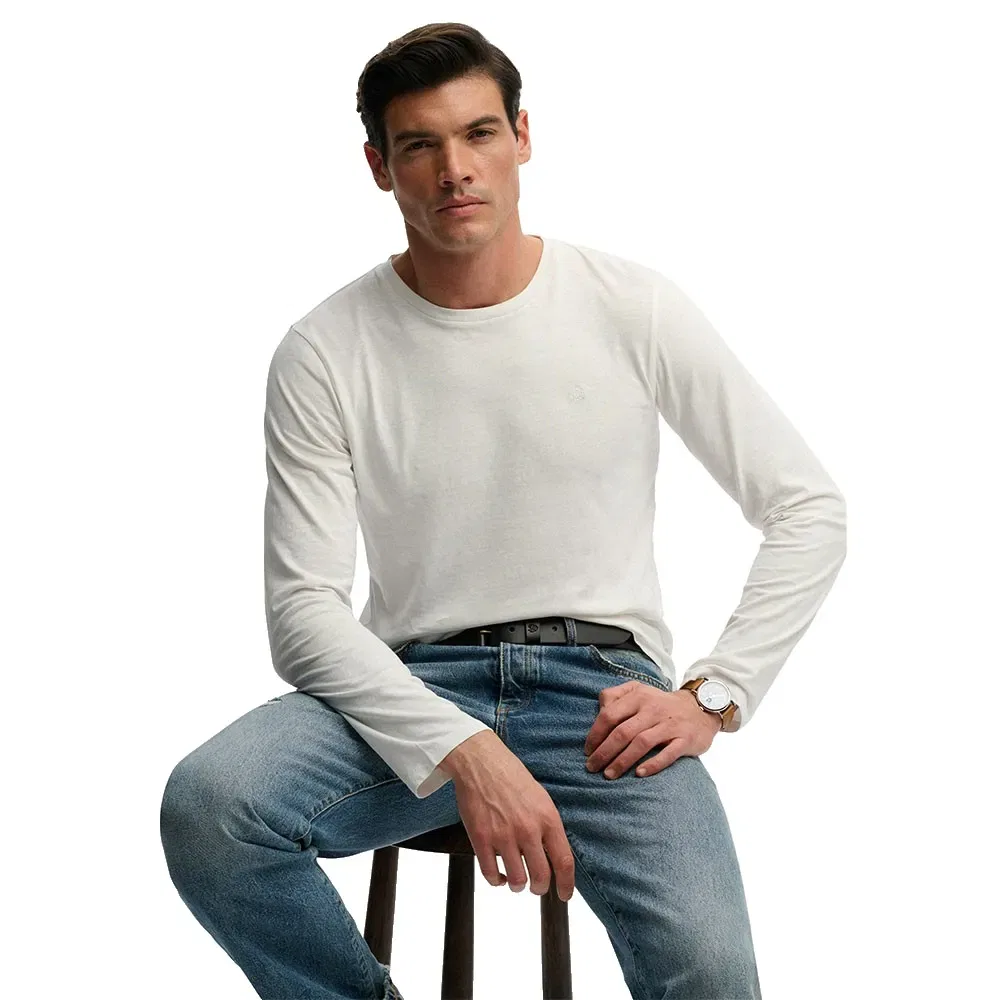 Мужская футболка с длинным рукавом Classic Cotton Linen Superdry, White — фото 4