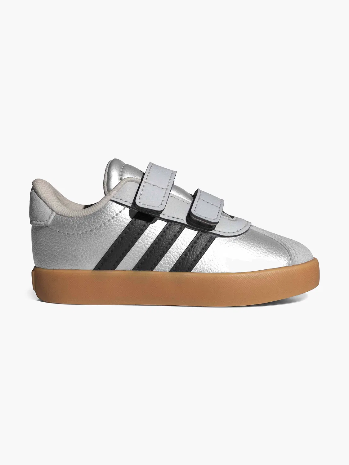 Детские кеды с липучками Adidas, серебристый