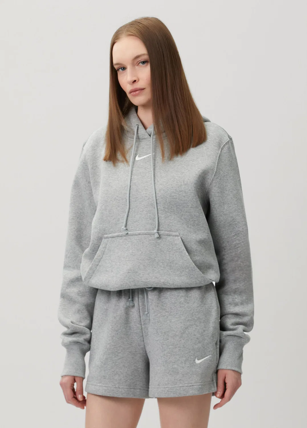 Свитшот с капюшоном Nike Phoenix Fleece, черно-серый