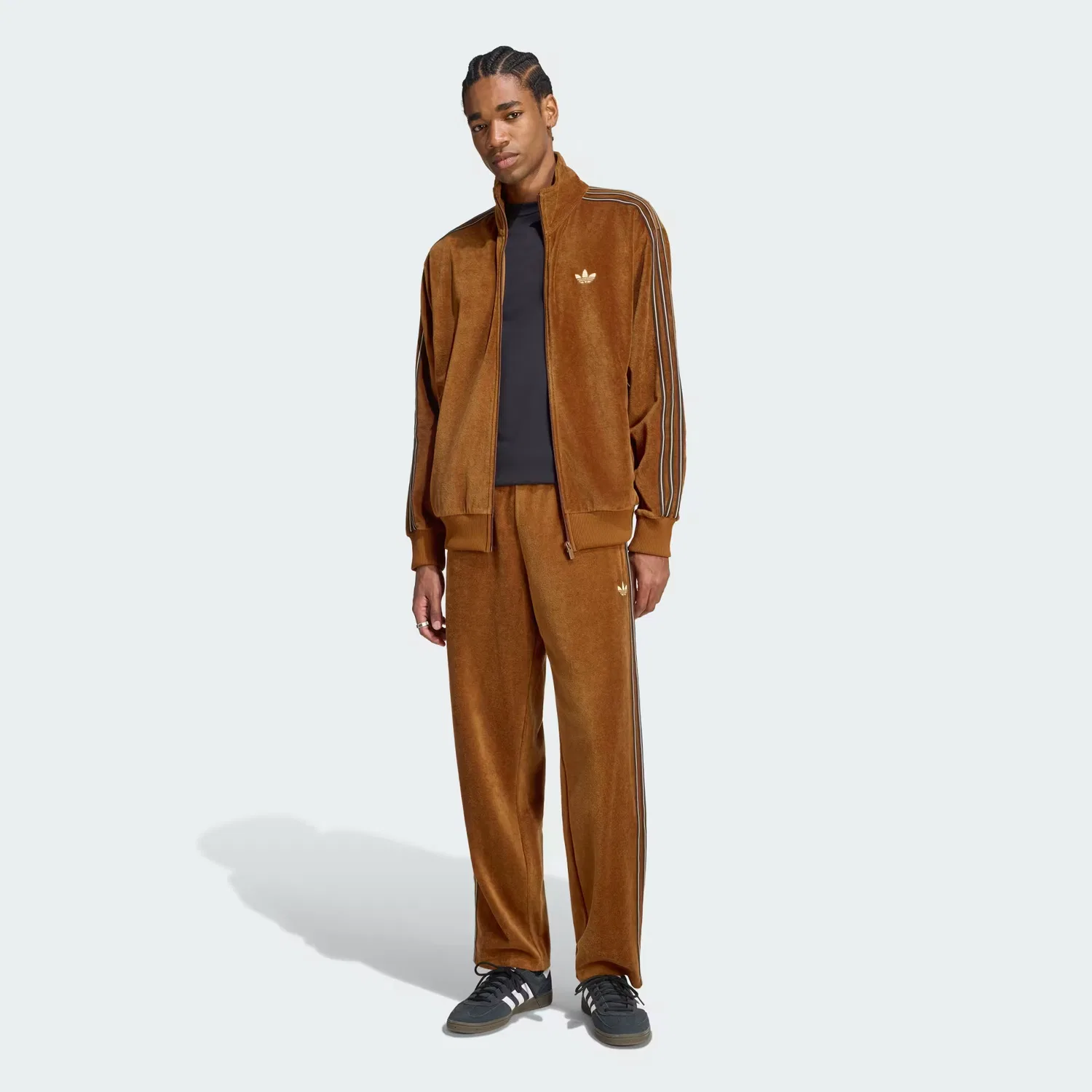 Мужские спортивные брюки из велюра Firebird Adidas Originals, темно-бронзовый — фото 3