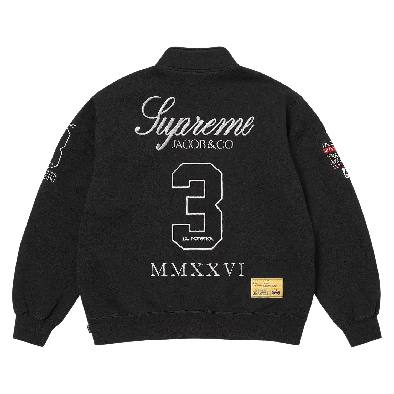 Толстовка на молнии Supreme x La Martina x Jacob & Co, черный — фото 2