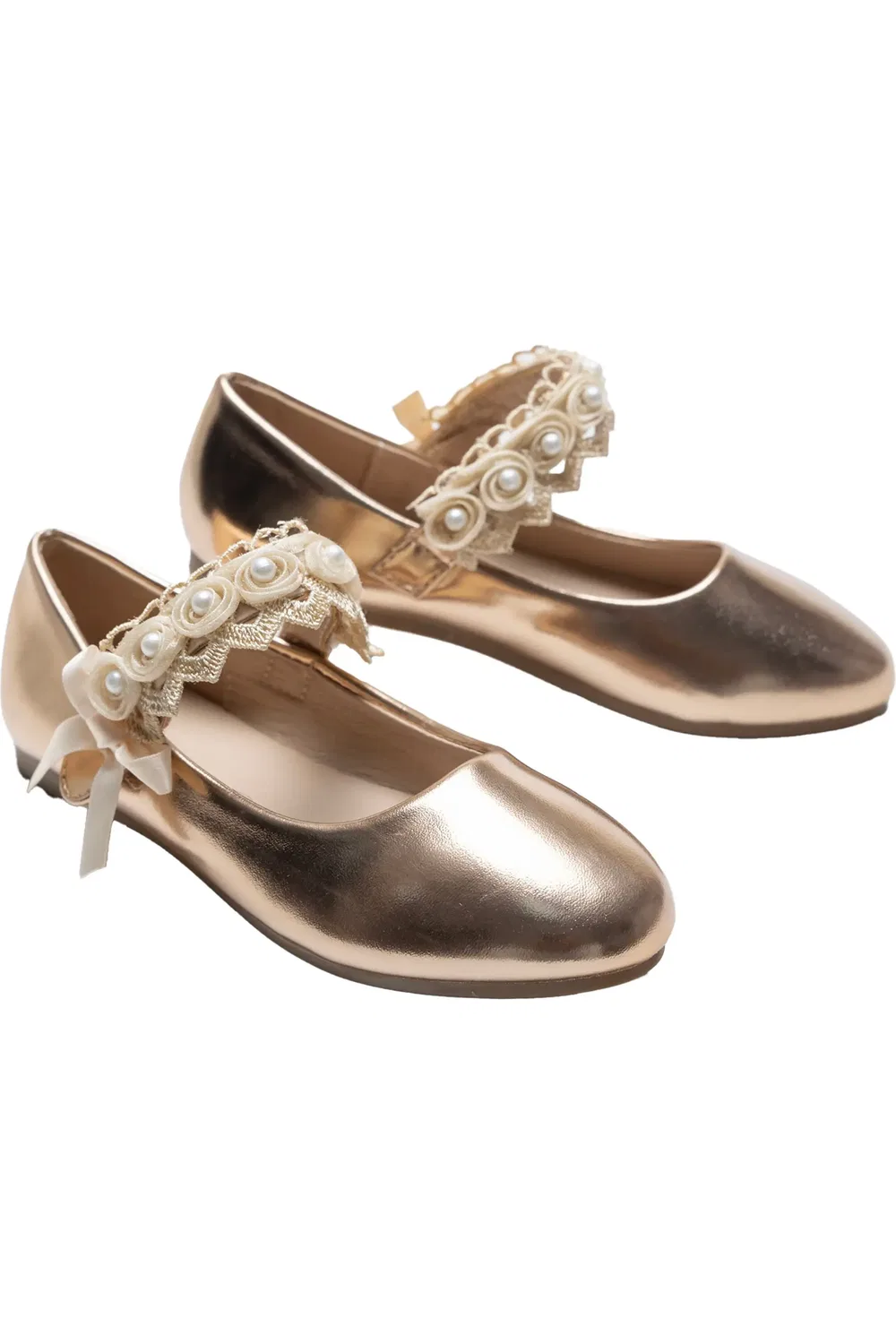 Детские туфли балетки с перламутровым отливом Rose Pearl Doily Flats Tulleen, Champagne
