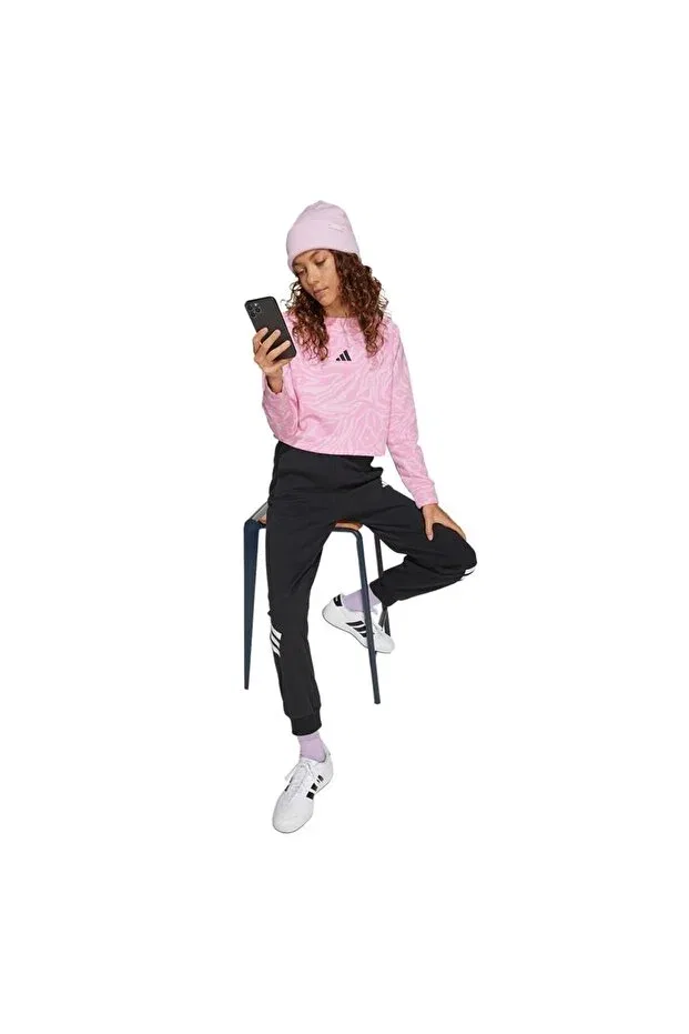 Детские свитшот для девочек с принтом Adidas, Pink — фото 4