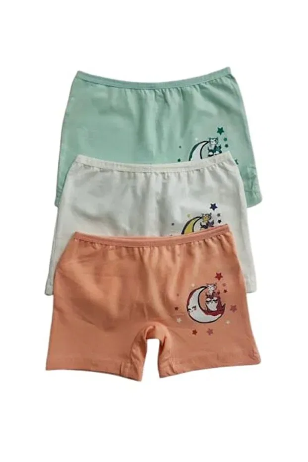 Детские трусы-боксеры для мальчиков хлопковые 3-шт Moon Owl Elmas Kids, White-Salmon-Aqua Green