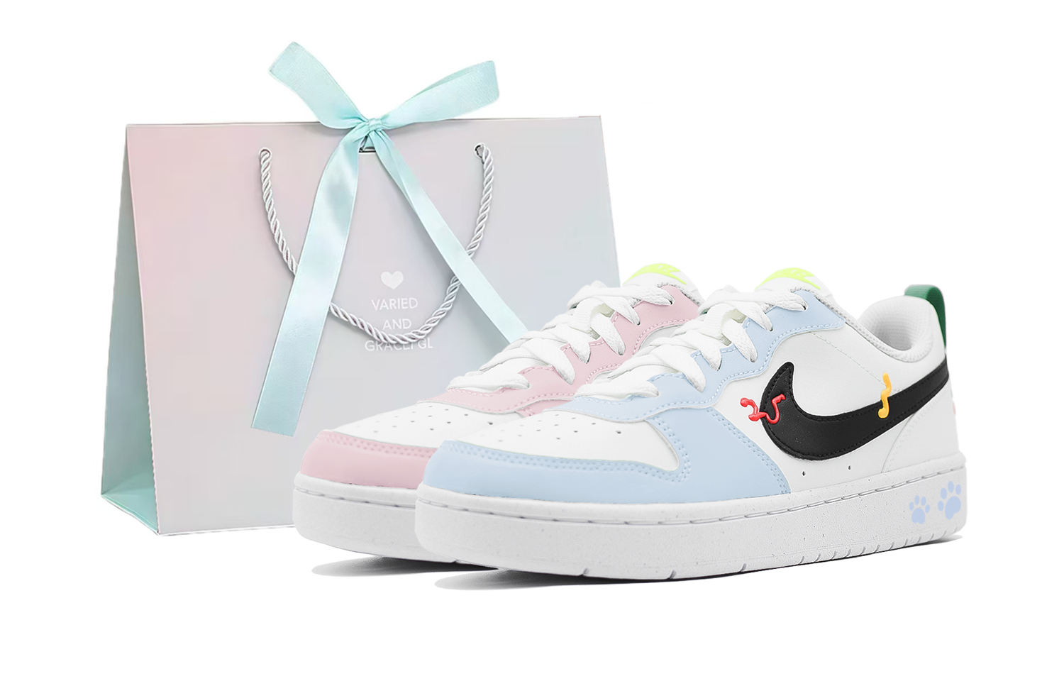 

Низкие детские кроссовки для скейтбординга Court Borough для подростков Nike, розовый/синий
