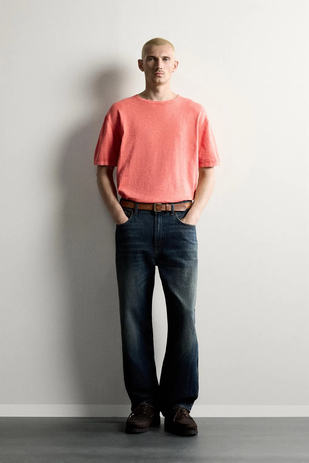 Футболка из текстурированного вяза ZARA, Coral
