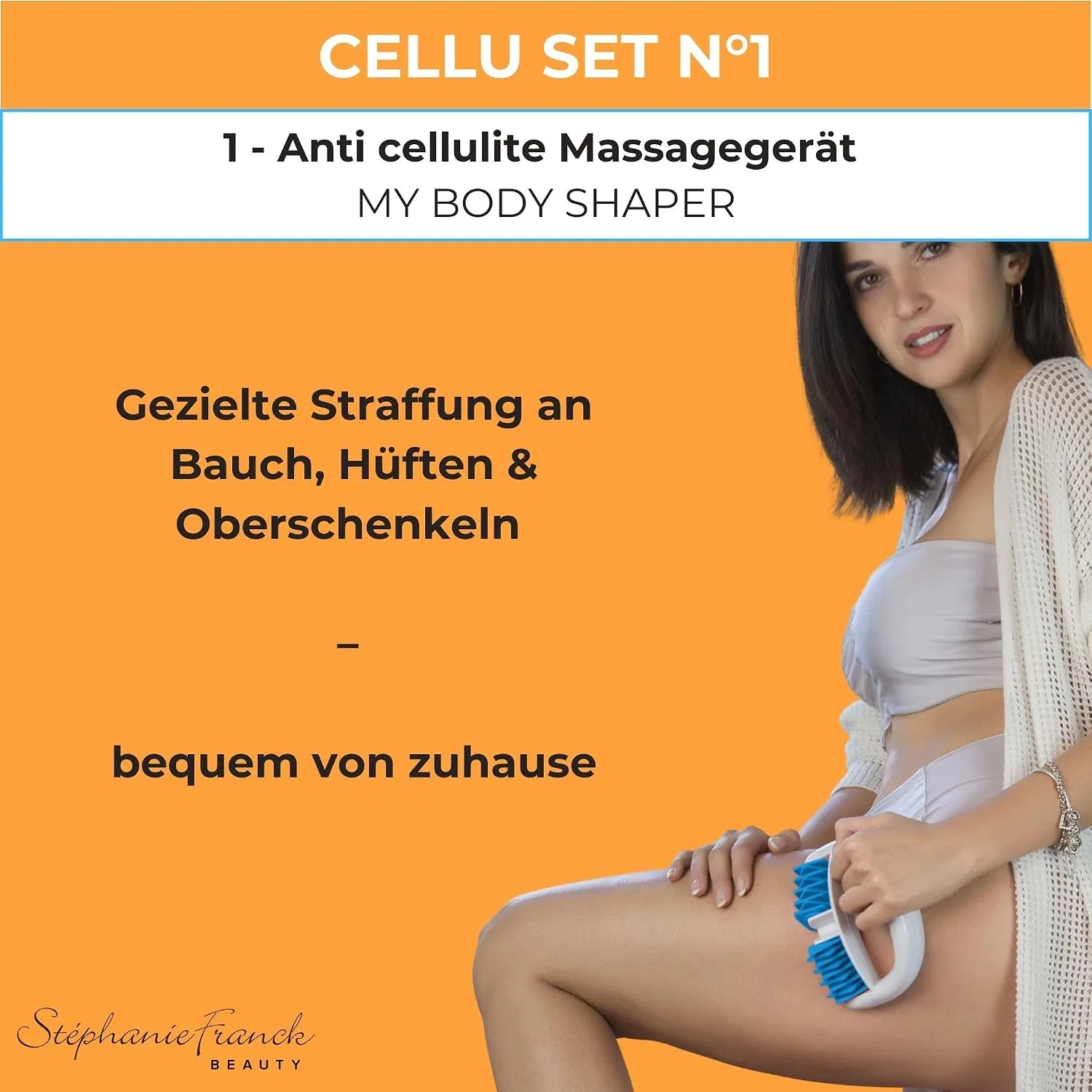 Массажный набор Body massage set, Массажный роллер и 2 банки для вакуумного массажа, Stephanie Franck Beauty, 1 шт, 260 г, Sky Blue — фото 4