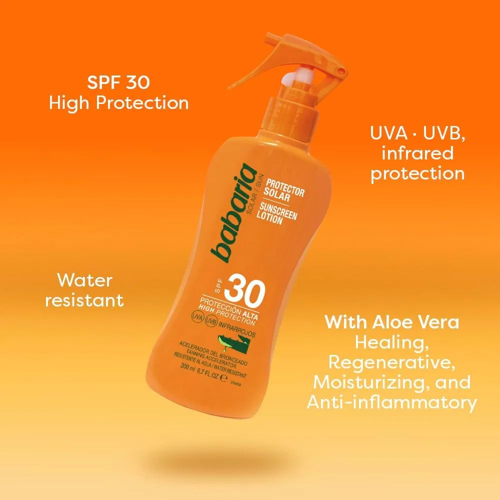 Солнцезащитный лосьон для тела SPF30 Babaria Алоэ Вера, 200 мл — фото 3