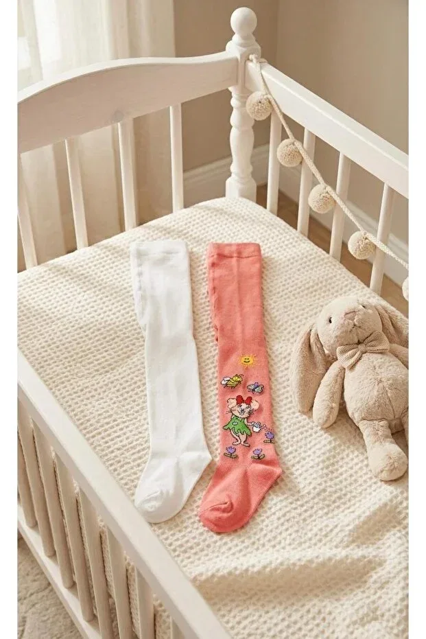 Детские колготки для девочек хлопковые комплект 2 шт Miniday Baby, Orange