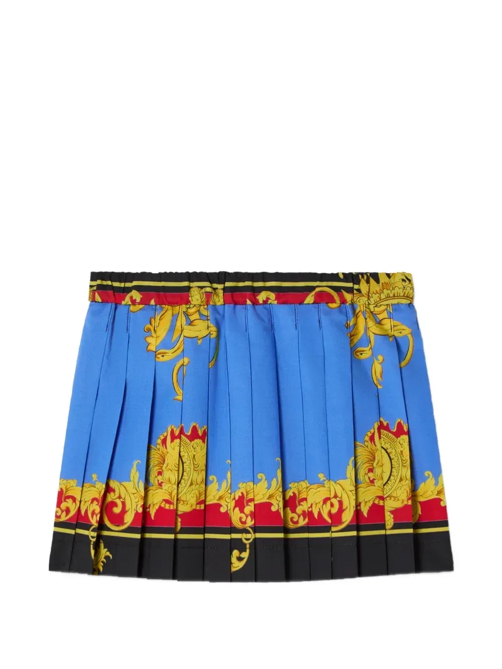 Плиссированная юбка с принтом Barocco Versace Kids, синий — фото 2