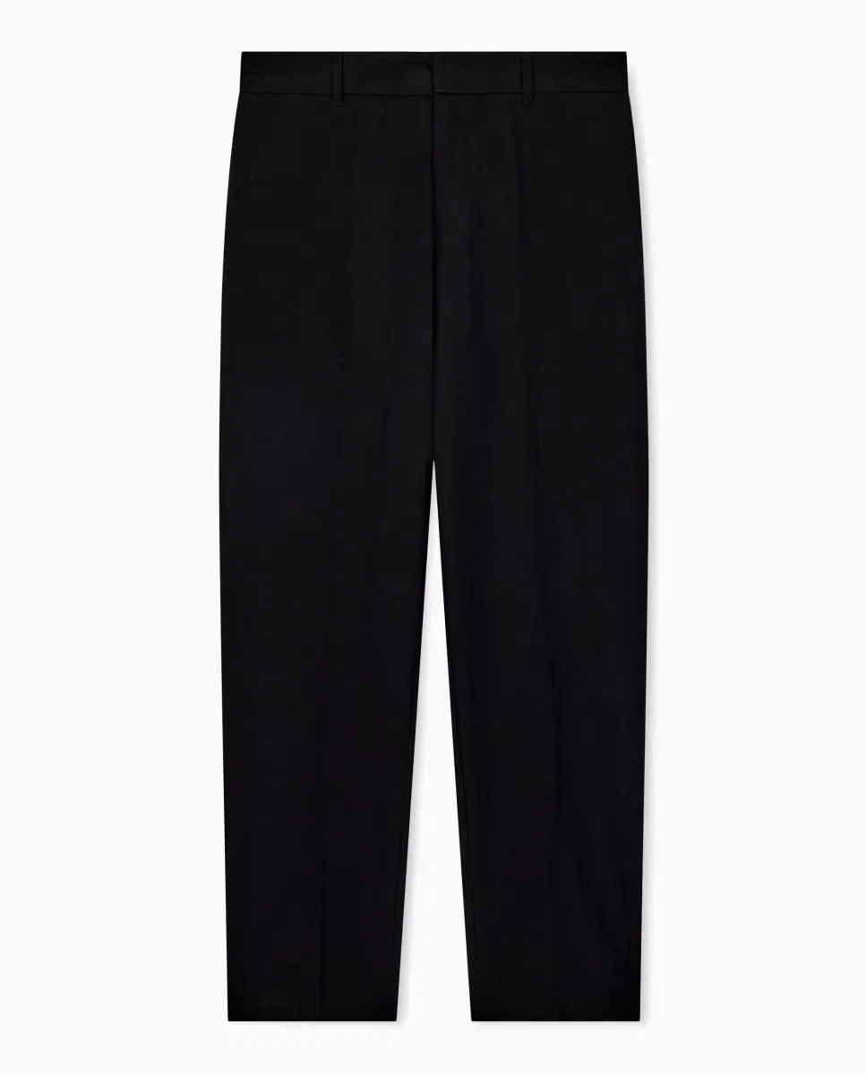 Мужские классические брюки из жатого хлопка Emporio Armani, Negro — фото 2