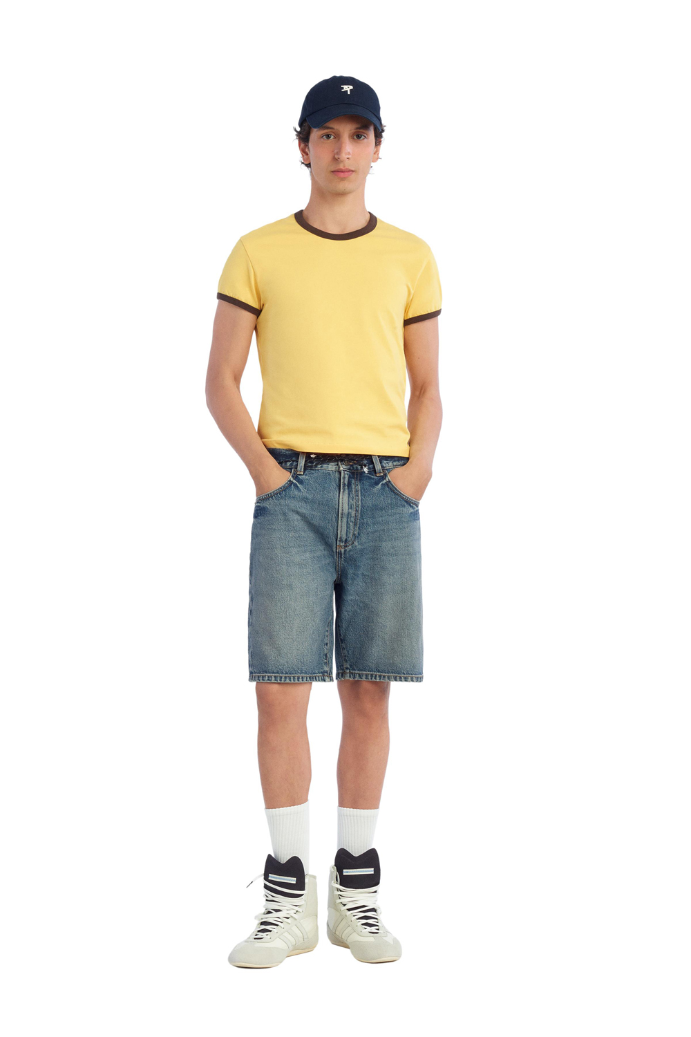 Футболка Zara Benito Antonio Collection Slim Cropped Rib Contrast, желтый