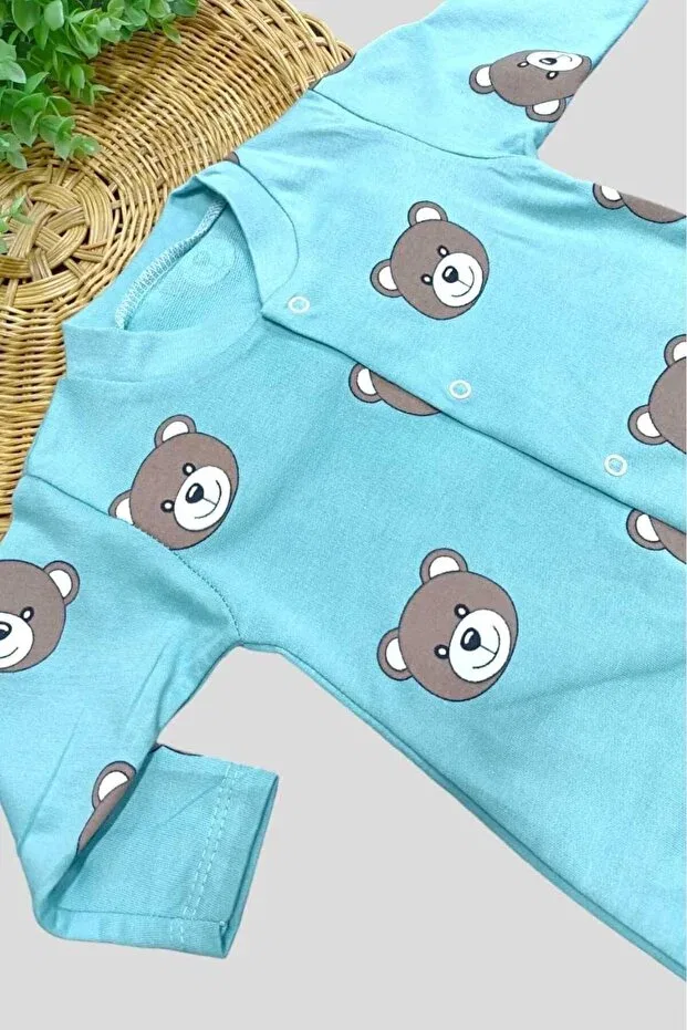 Детское боди-комбинезон без рукавов с принтом Teddy Bear Print Dinamik Çocuk, Greenway — фото 3