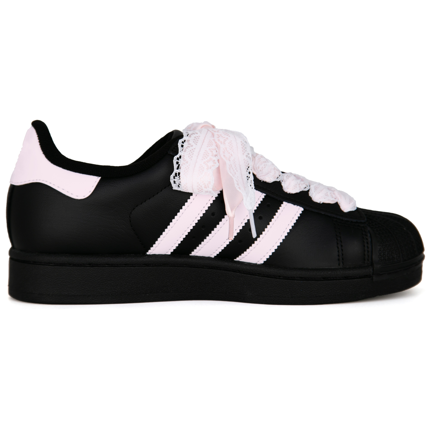 Adidas Originals Superstar 2 Pink Ballet Slip Resistant Abrasion Resistant Low top Kids' Skateboarding Shoes Black — фото 3