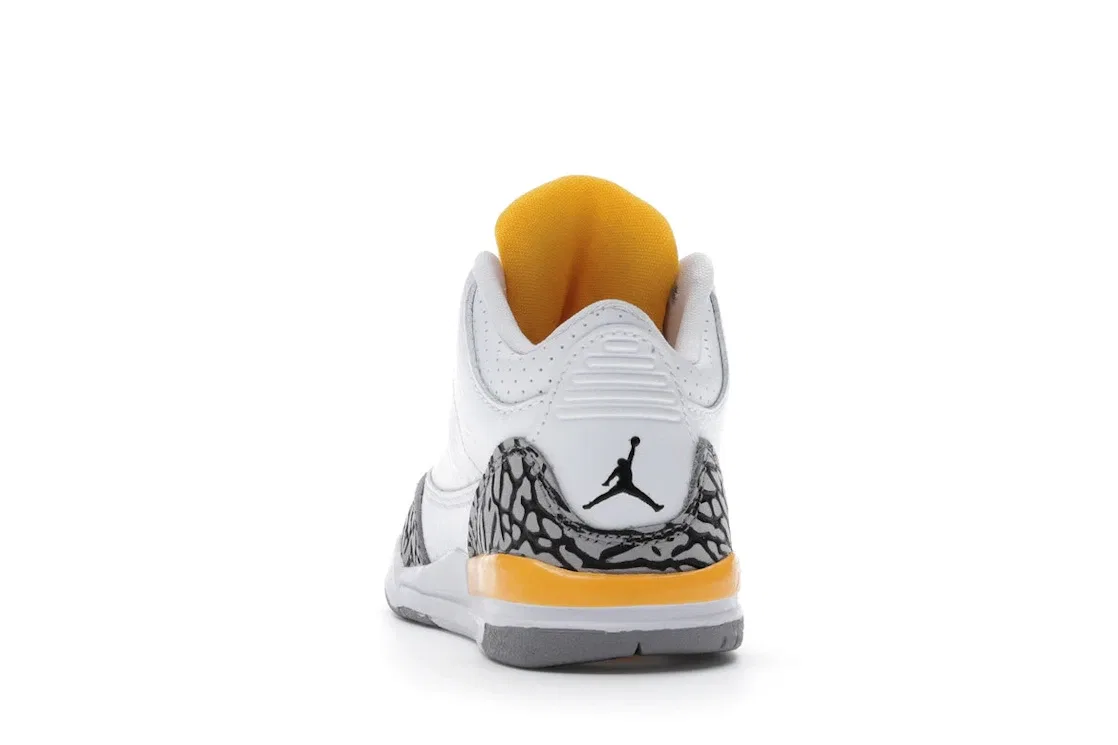 Детские кроссовки Lifestyle с принтом слоновьей кожи Jordan 3 Retro Jordan, White/Black-Laser Orange-Cement Grey — фото 4