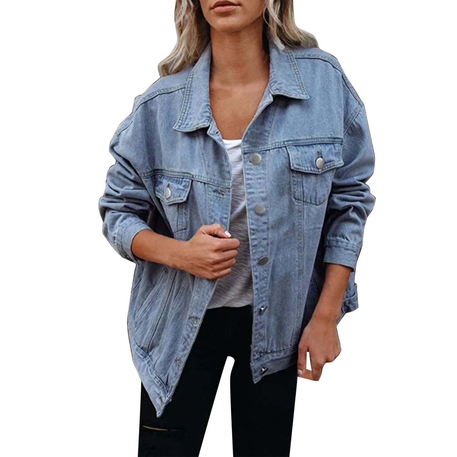 Женская джинсовая куртка оверсайз Vintage Denim Button Down, Blu